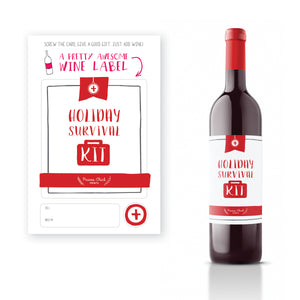 holiday survival kit | wine label