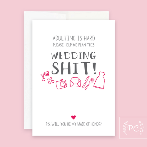 wedding shit – maid of honor | greeting card
