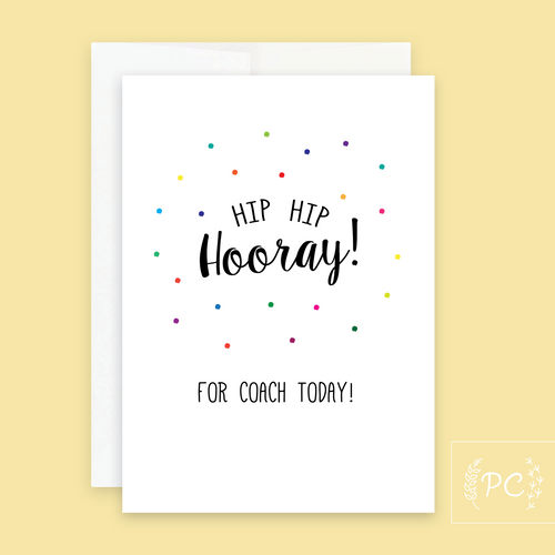 hip hip hooray coach | greeting card