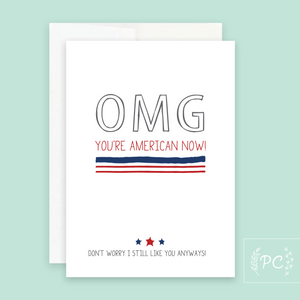 OMG you're american | greeting card