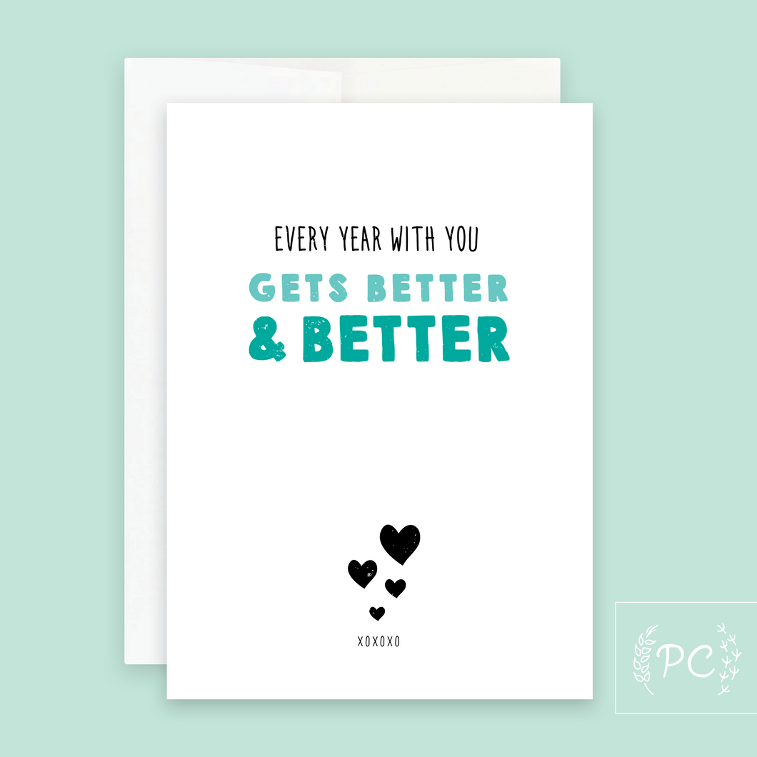 every year with you gets better and better | greeting card