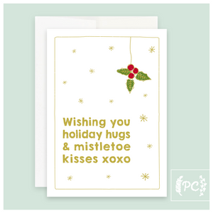 holiday hugs & mistletoe kisses | greeting card