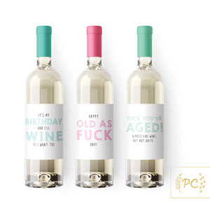 birthday assemblage | wine labels