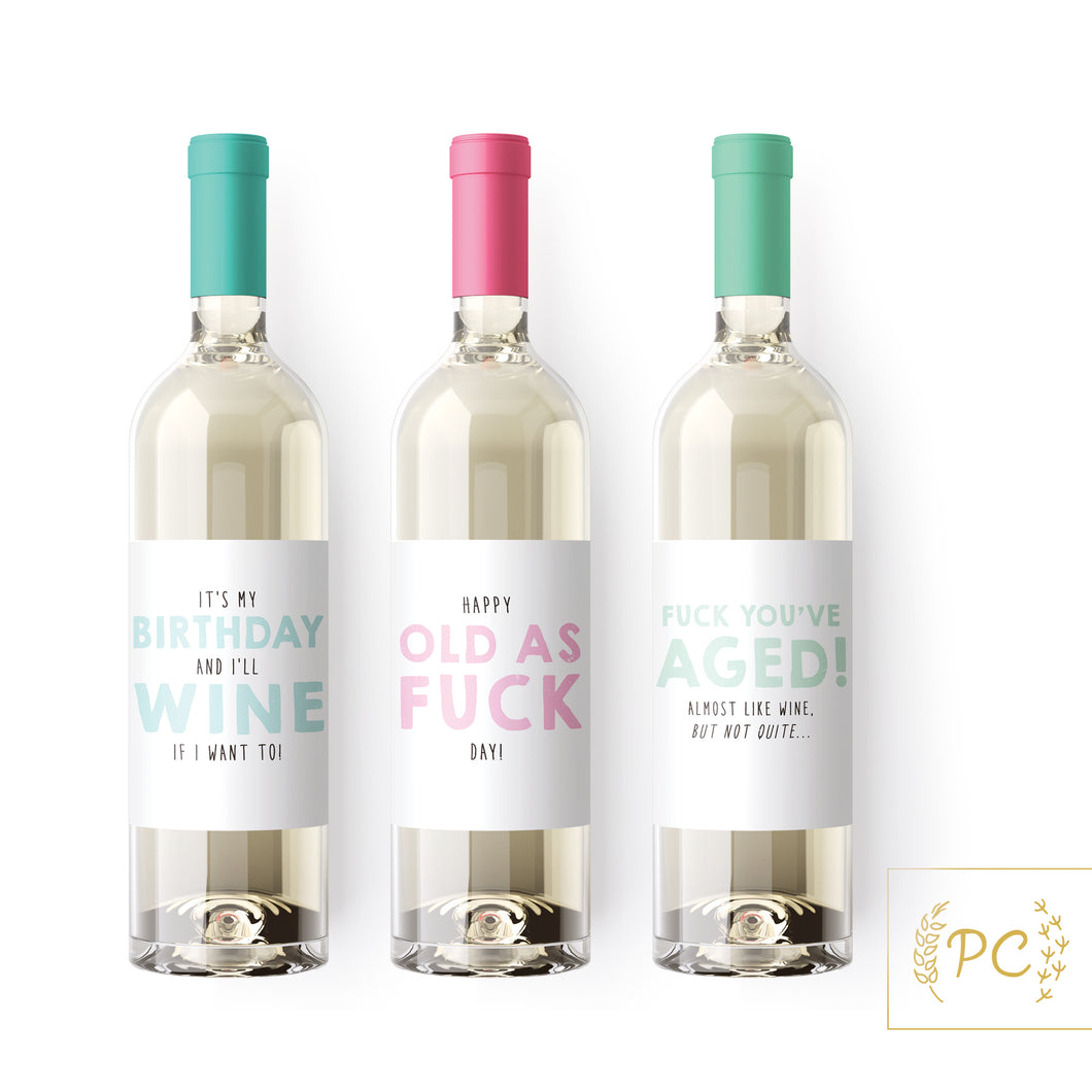 birthday assemblage | wine labels
