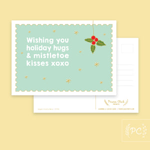 holiday hugs & mistletoe kisses | postcard