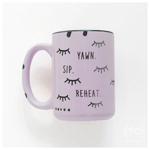 yawn sip reheat | ceramic mug