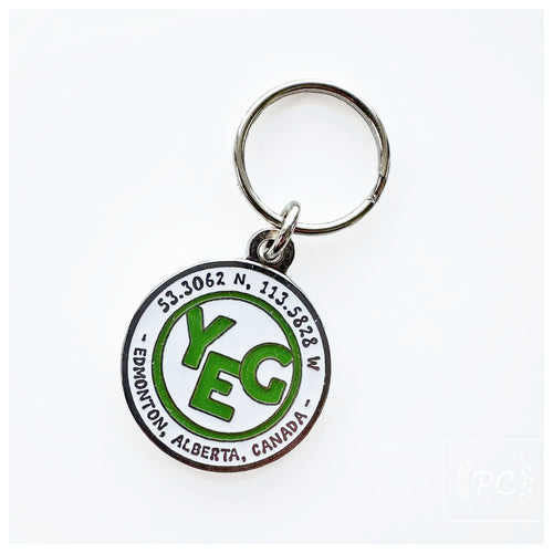 YEG Coordinates | silver metal key ring