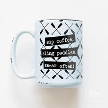 sip coffee. sling paddles. swear often! | ceramic mug | dragon boat