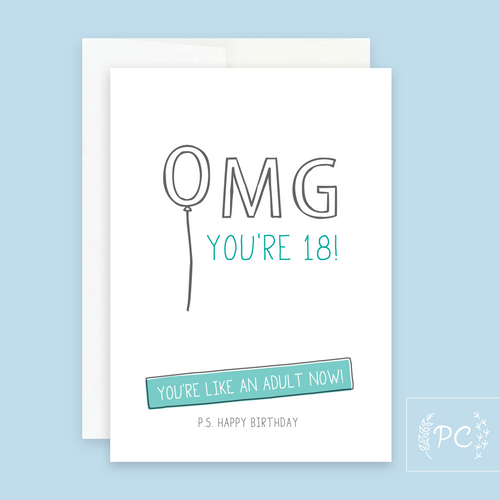 OMG you're 18! | greeting card