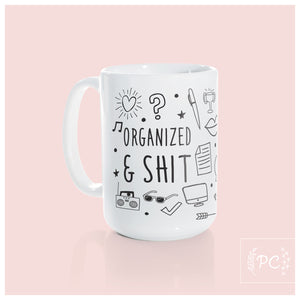 organized & shit - pattern | ceramic mug