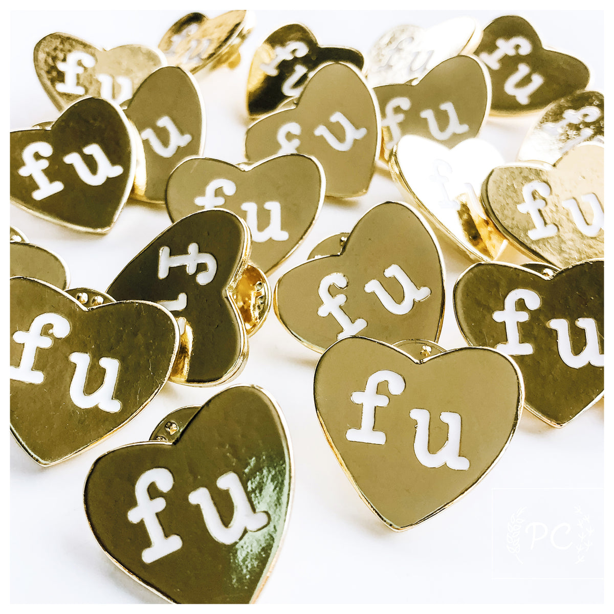 fu hearts | enamel pin | sweary | funny – Prairie Chick Prints