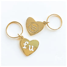 fu hearts - gold | metal key ring