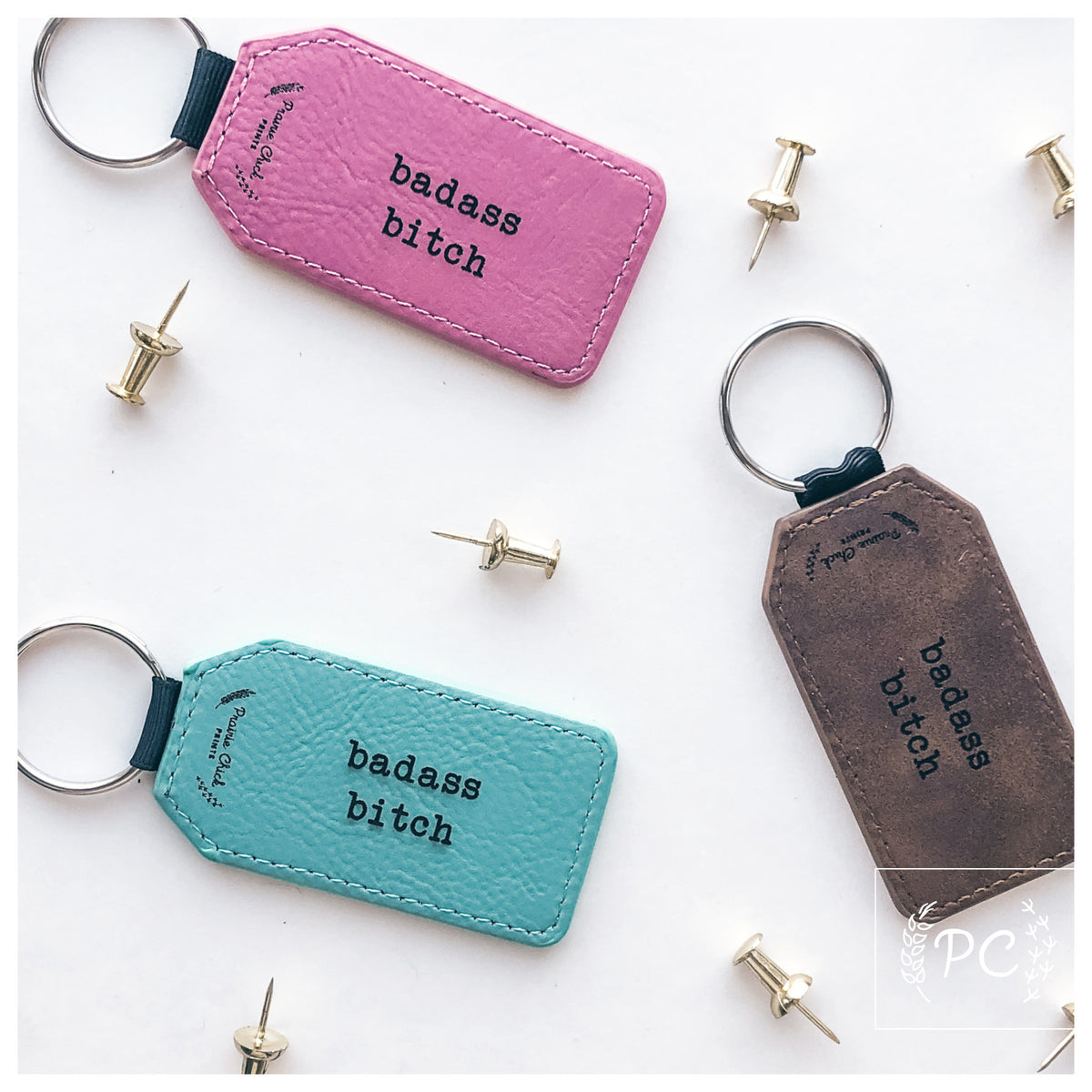 badass bitch | leather key ring | sweary | funny – Prairie Chick Prints